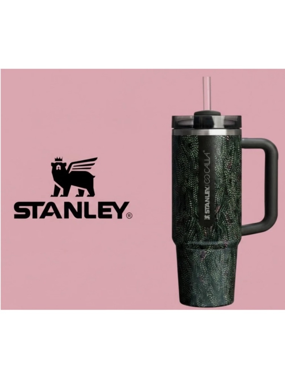 Stanley Calia Patterned Insulated Tumbler with Handle 30 oz with straw NWT